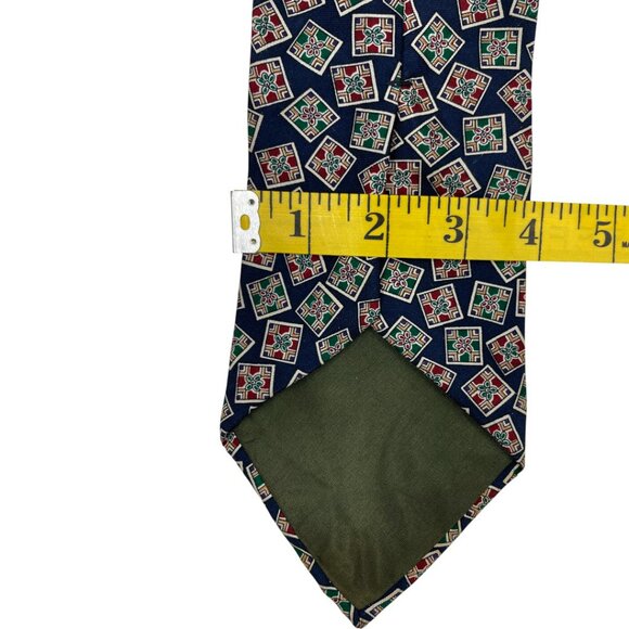 Ralph Lauren Chaps Silk Tie Geometric Blue Green Red - Picture 5 of 6